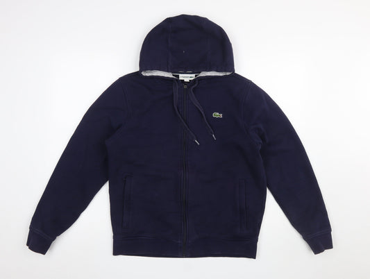 Lacoste Sport Women's Navy Blue Full Zip Hoodie Size M Cotton Blend