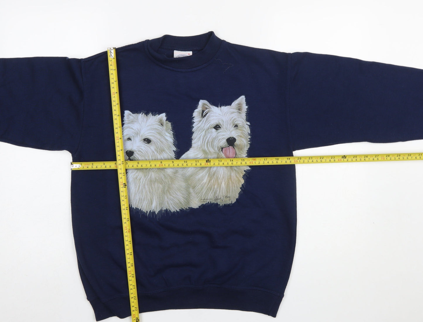 Classic Tee Women's Navy Dog Print Sweatshirt M Crew Neck Pullover