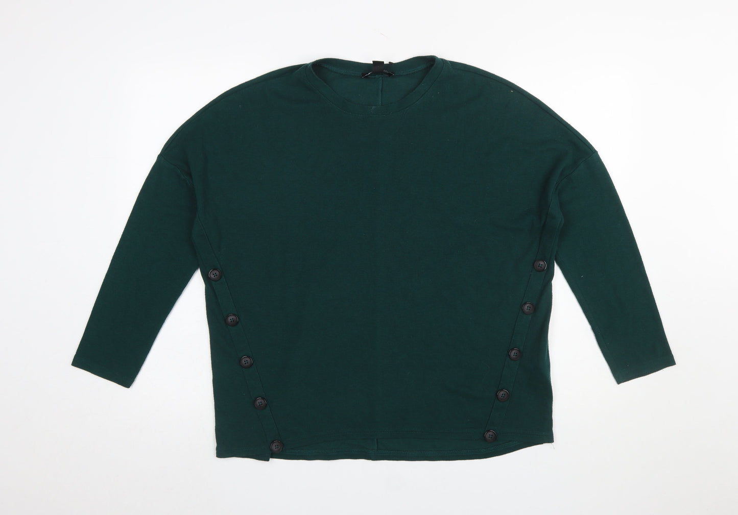 New Look Women’s Green Long Sleeve Button Side Tunic Top UK 8