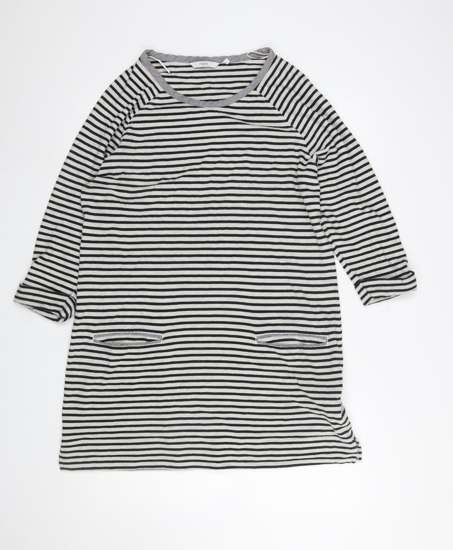 Next Women's Black Striped 3/4 Sleeve Shift Dress Size 16