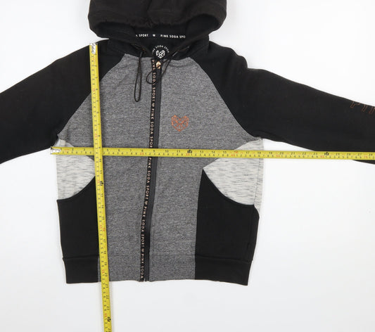 Pink Soda Sport Women Black & Grey Full Zip Hoodie UK 10