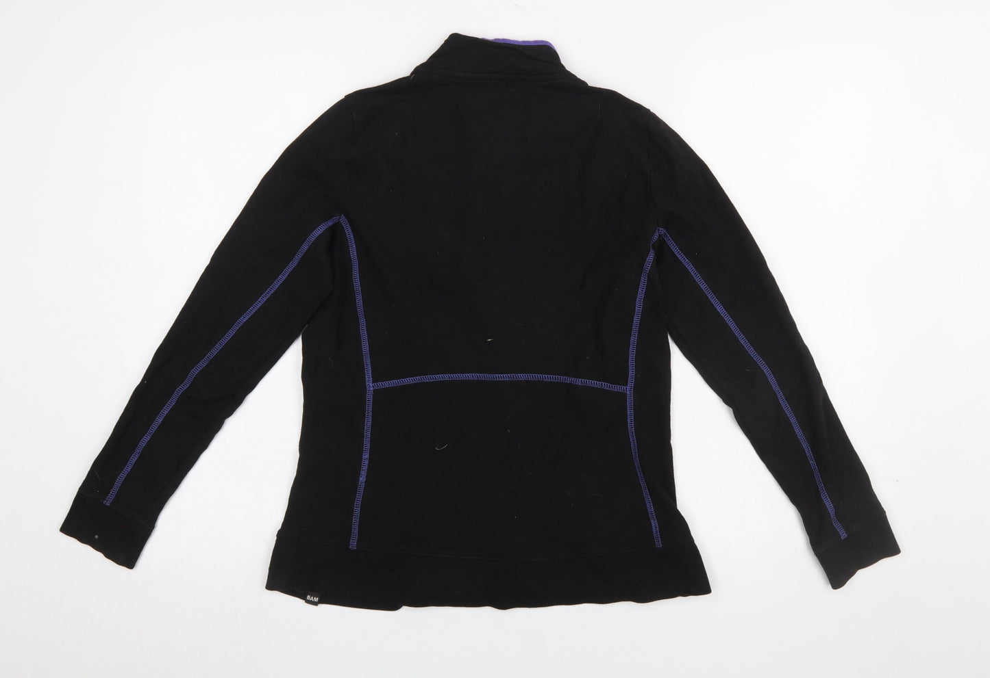 BAM Women's Black Purple 1/2 Zip Sweatshirt Size 8 Organic Cotton Blend