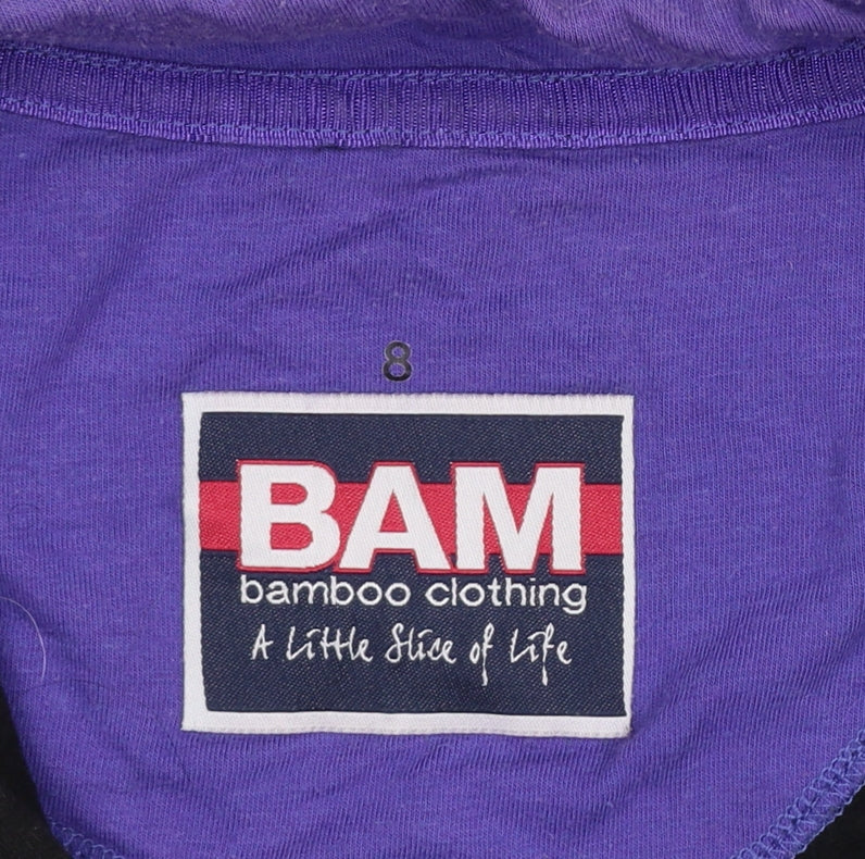 BAM Women's Black Purple 1/2 Zip Sweatshirt Size 8 Organic Cotton Blend