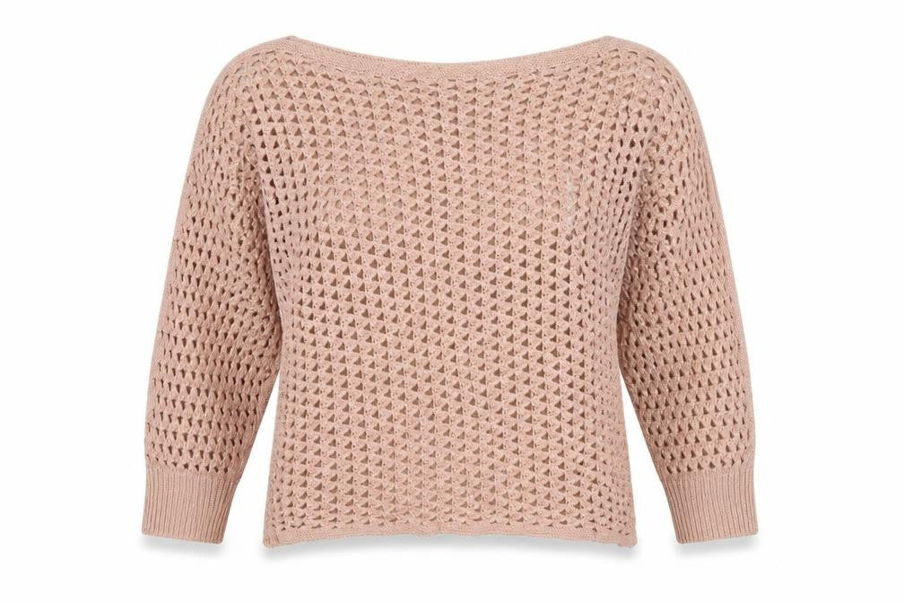 River Island Women’s Beige Open-Knit Boat Neck Jumper Size 12