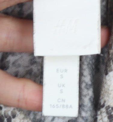 H&M Womens Grey Snake Print Roll Neck Long Sleeve Top Size S