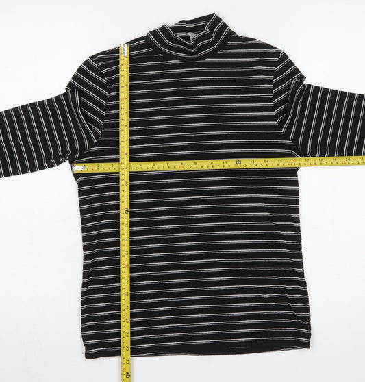 ASOS Women's Black Striped Mock Neck Long Sleeve Jersey Top UK 12