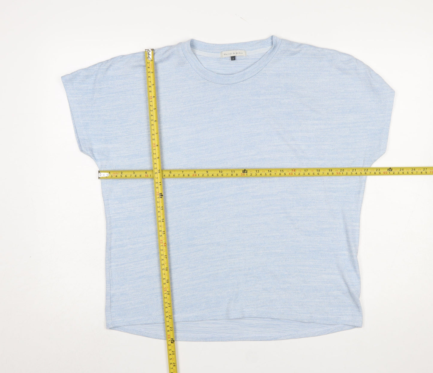 Maison de Nimes Women's Blue Short Sleeve Basic T-Shirt Size 12