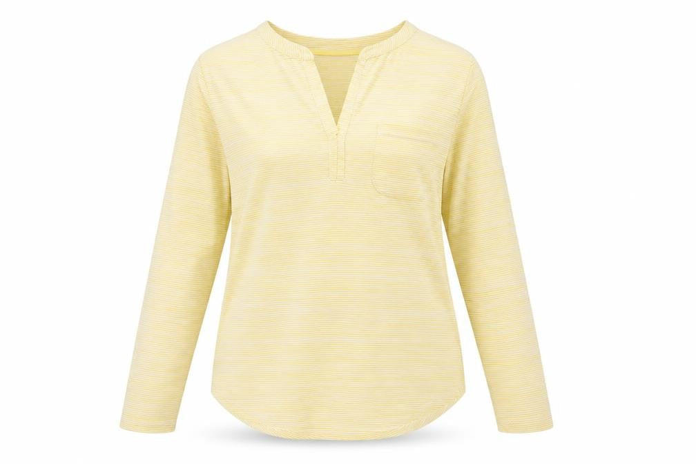 Jasper Conran Women’s Yellow Striped V-Neck Long Sleeve Tunic Blouse Size 10