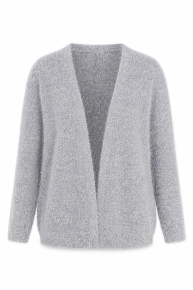 Oasis Women’s Grey Fuzzy Open Knit Long Sleeve Cardigan Size S