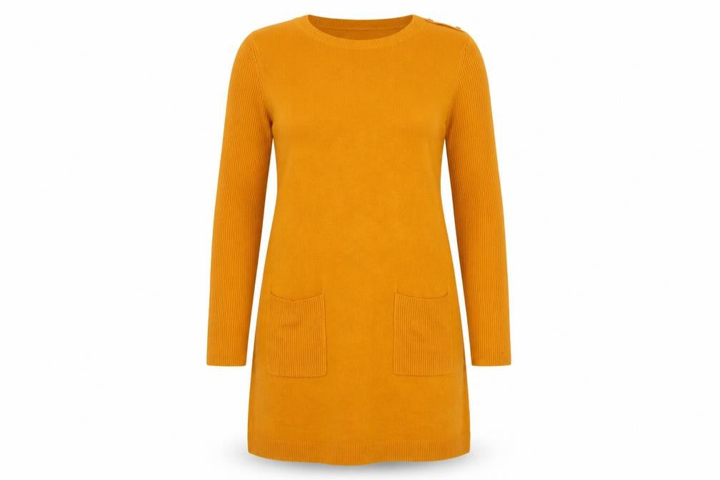 Tu Women’s Yellow Knit Long Sleeve Jumper Dress Size 12