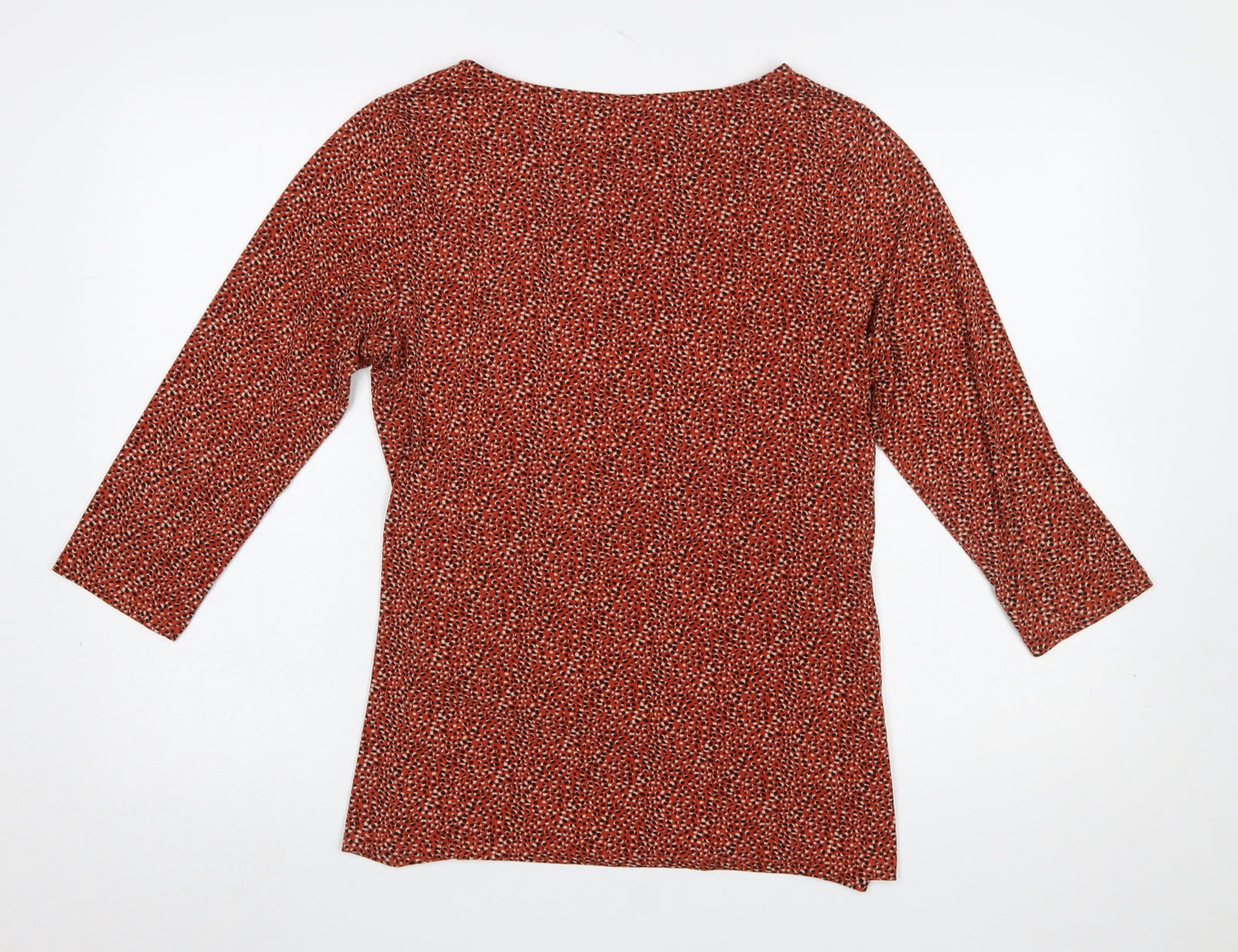 Tahari Women Red Animal Print L Tunic Stretch 3/4 Sleeve Blouse