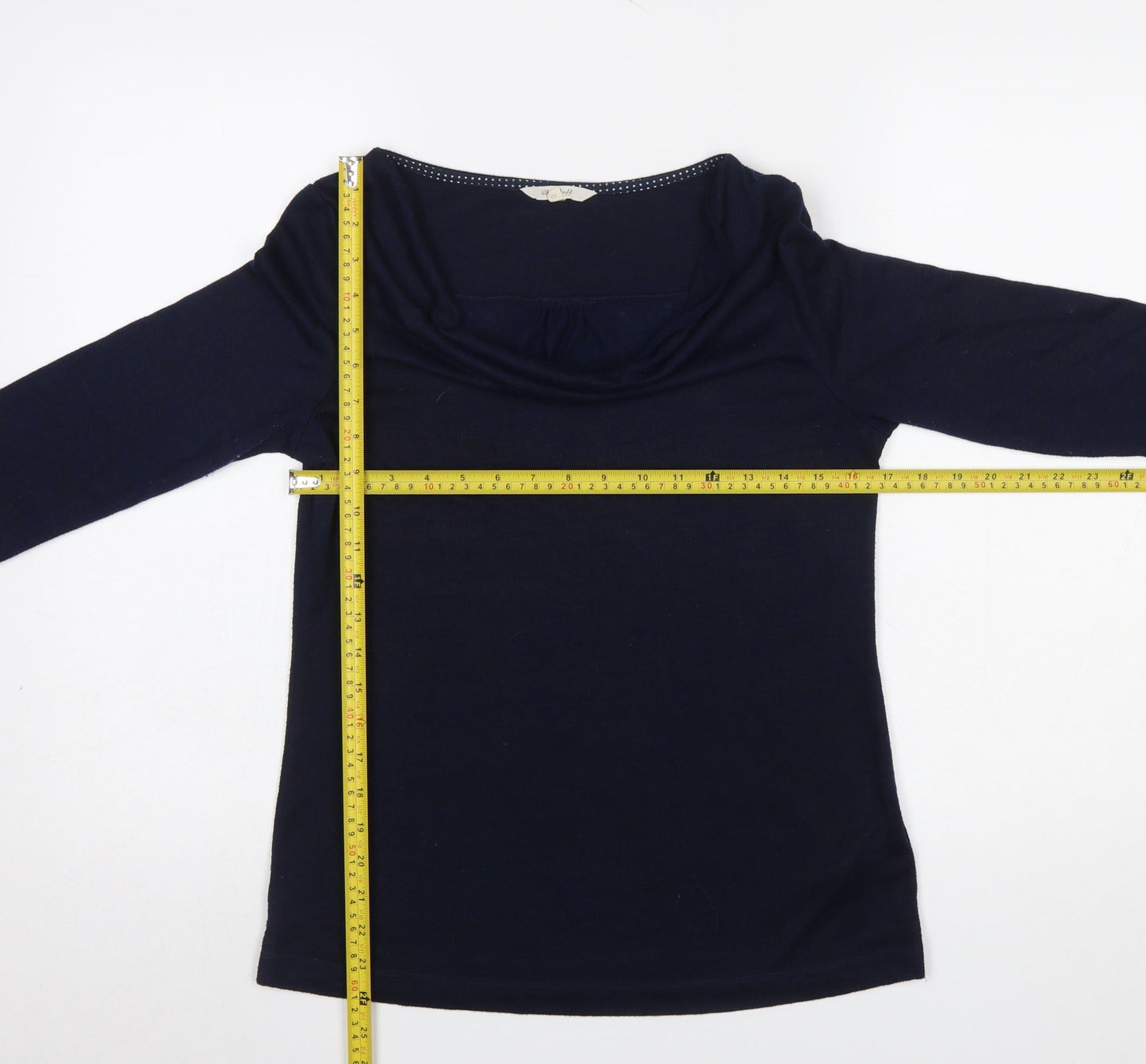 White Stuff Women's Blue Cowl Neck Jersey Blouse Size 10