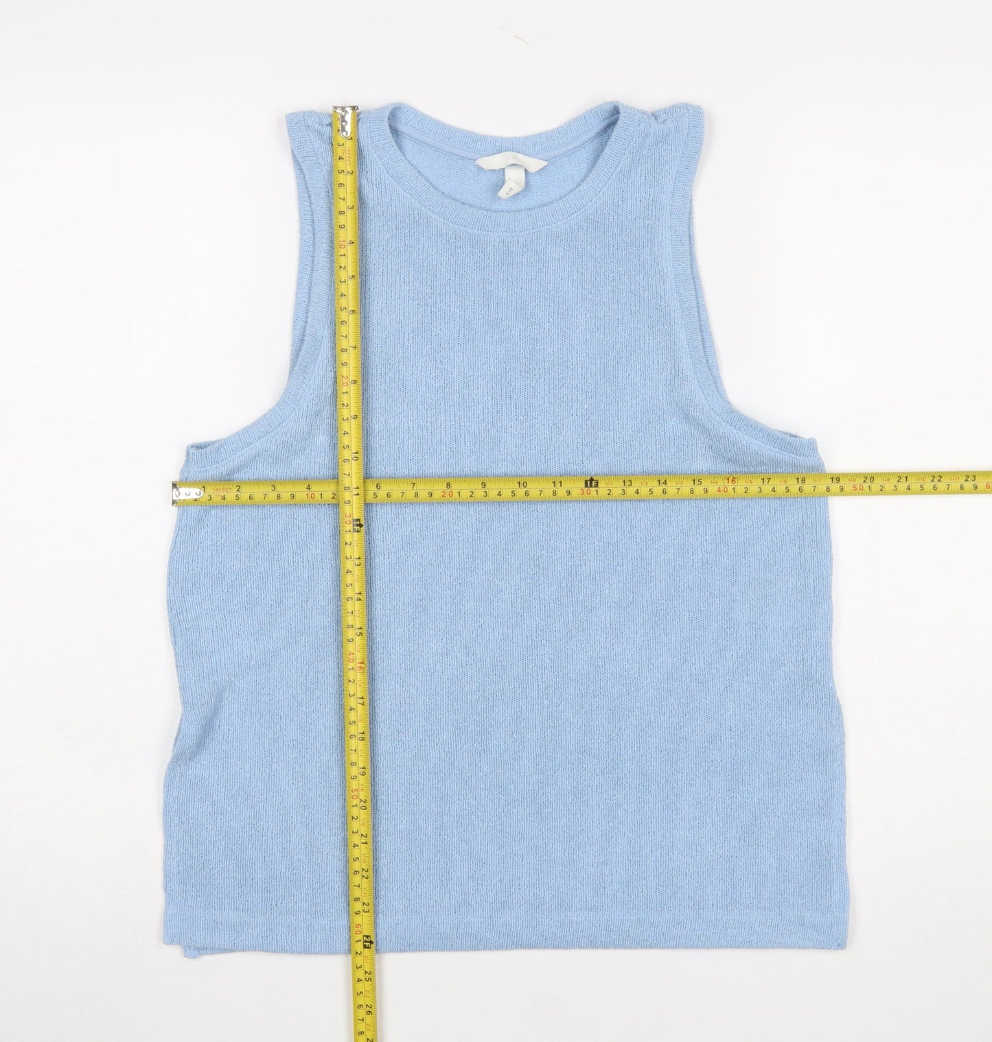 H&M Women Blue Sleeveless Knit Tank Top Size 12 Viscose Blend