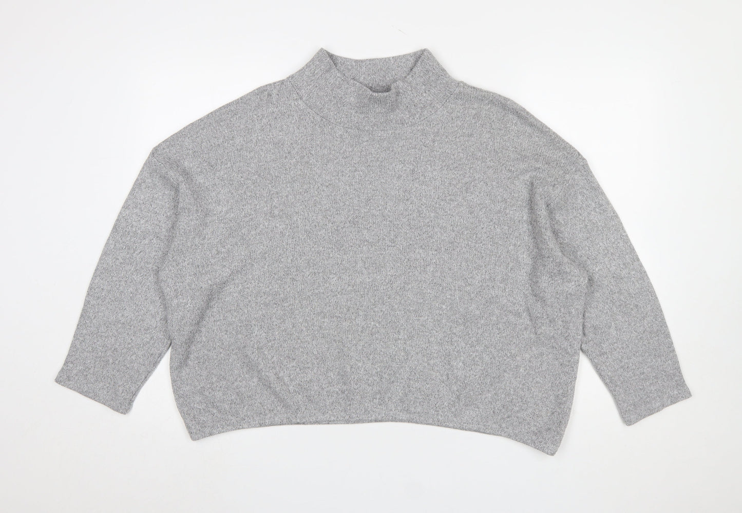 M&Co Petite Grey Mock Neck Knit Jumper Women’s Size 18