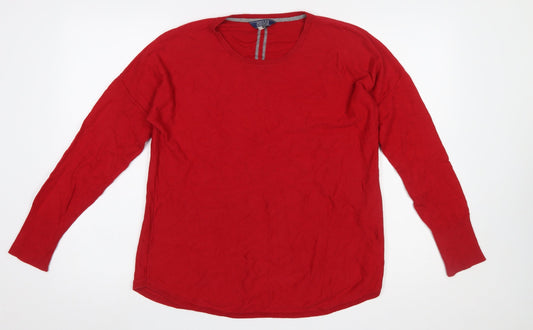 Joules Womens Red Cotton Blend Crew Neck Long Sleeve Jumper Size 12