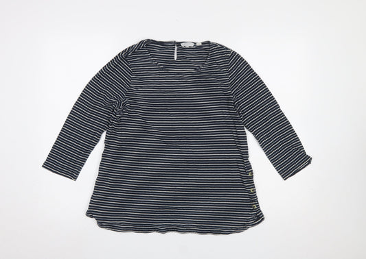 FatFace Women’s Navy Striped 3/4 Sleeve Cotton Jersey Top UK 10