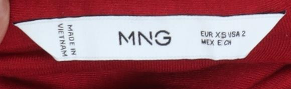 Mango Women's Red Long Sleeve Collared Button-Up Shirt XS