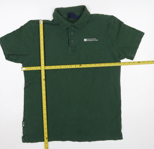 Mountain Warehouse Men's Green Cotton Polo Shirt Size S