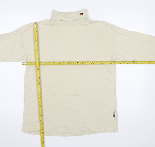 Trespass Men Beige Roll Neck Long Sleeve Cotton T-Shirt M
