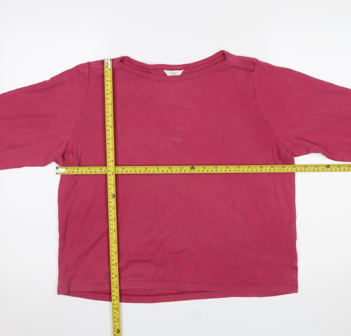 Cotton Traders Women’s Pink Long Sleeve Basic Cotton T-Shirt Size 20