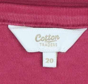 Cotton Traders Women’s Pink Long Sleeve Basic Cotton T-Shirt Size 20