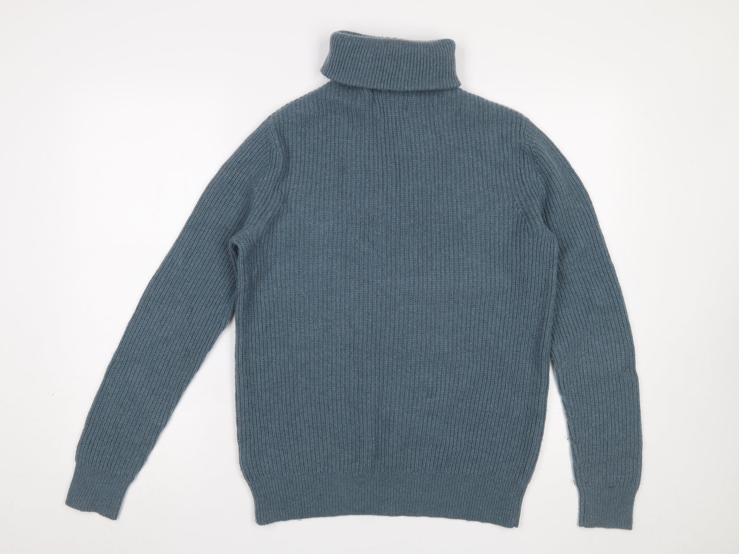 Savile Row Company Men's Blue Lambswool Roll Neck 1/4 Zip Jumper M
