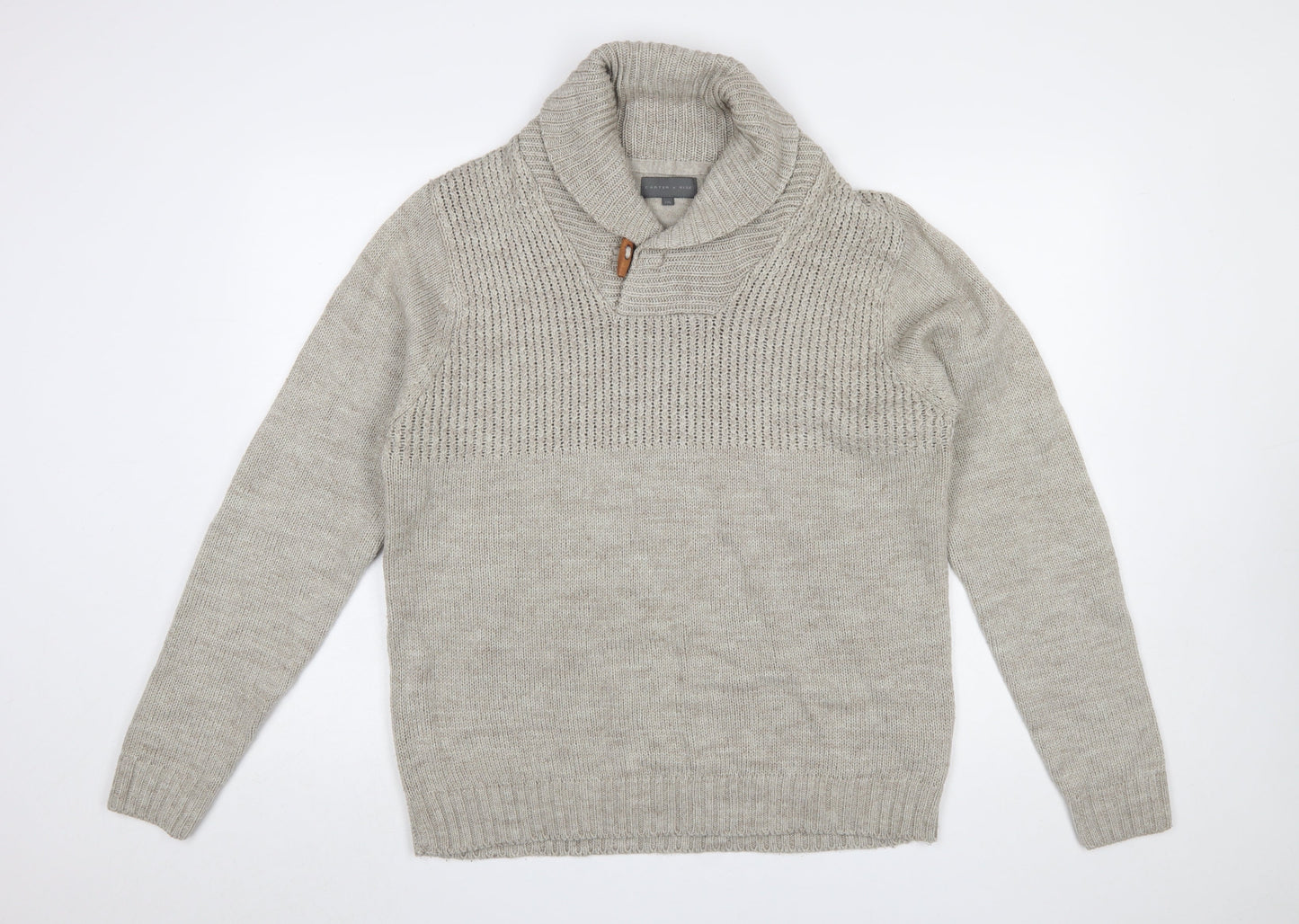 Carter & Rise Men’s Beige Roll Neck Chunky Knit Jumper 2XL
