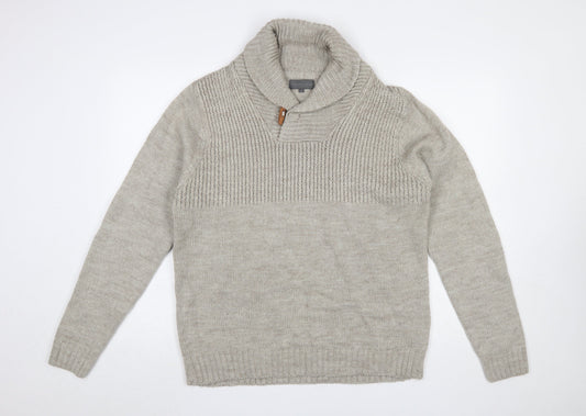Carter & Rise Men’s Beige Roll Neck Chunky Knit Jumper 2XL