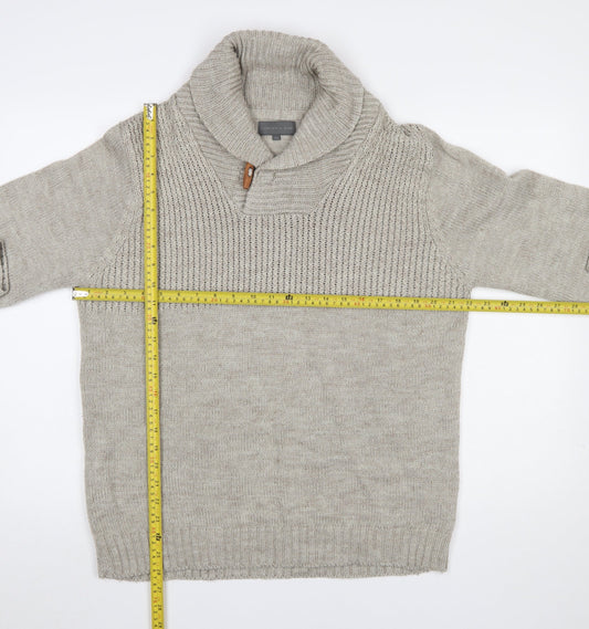 Carter & Rise Men’s Beige Roll Neck Chunky Knit Jumper 2XL