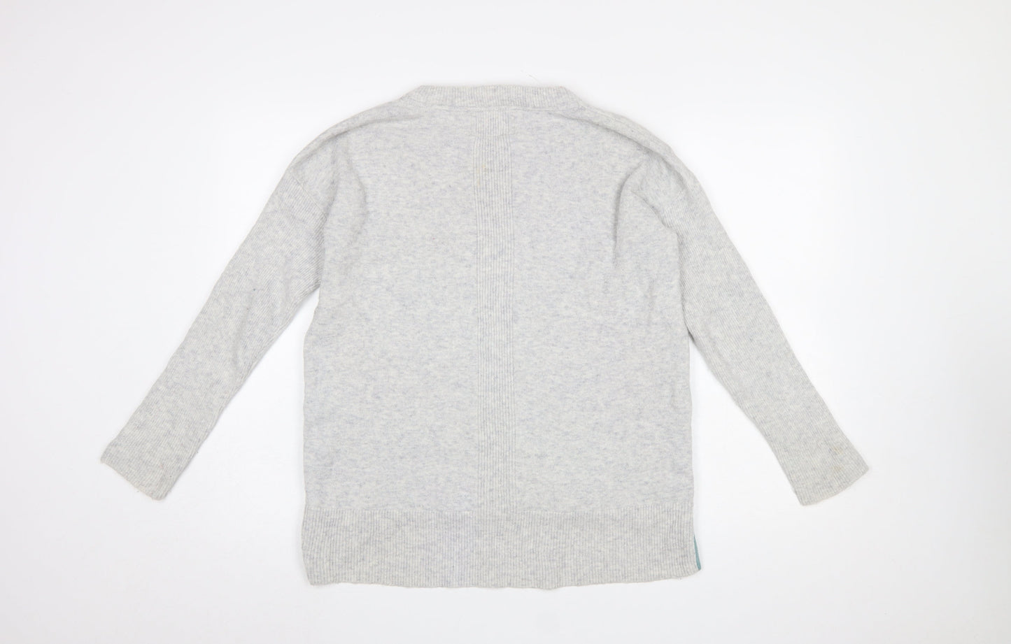 White Stuff Women Grey Size 12 Wool Alpaca Button Jumper