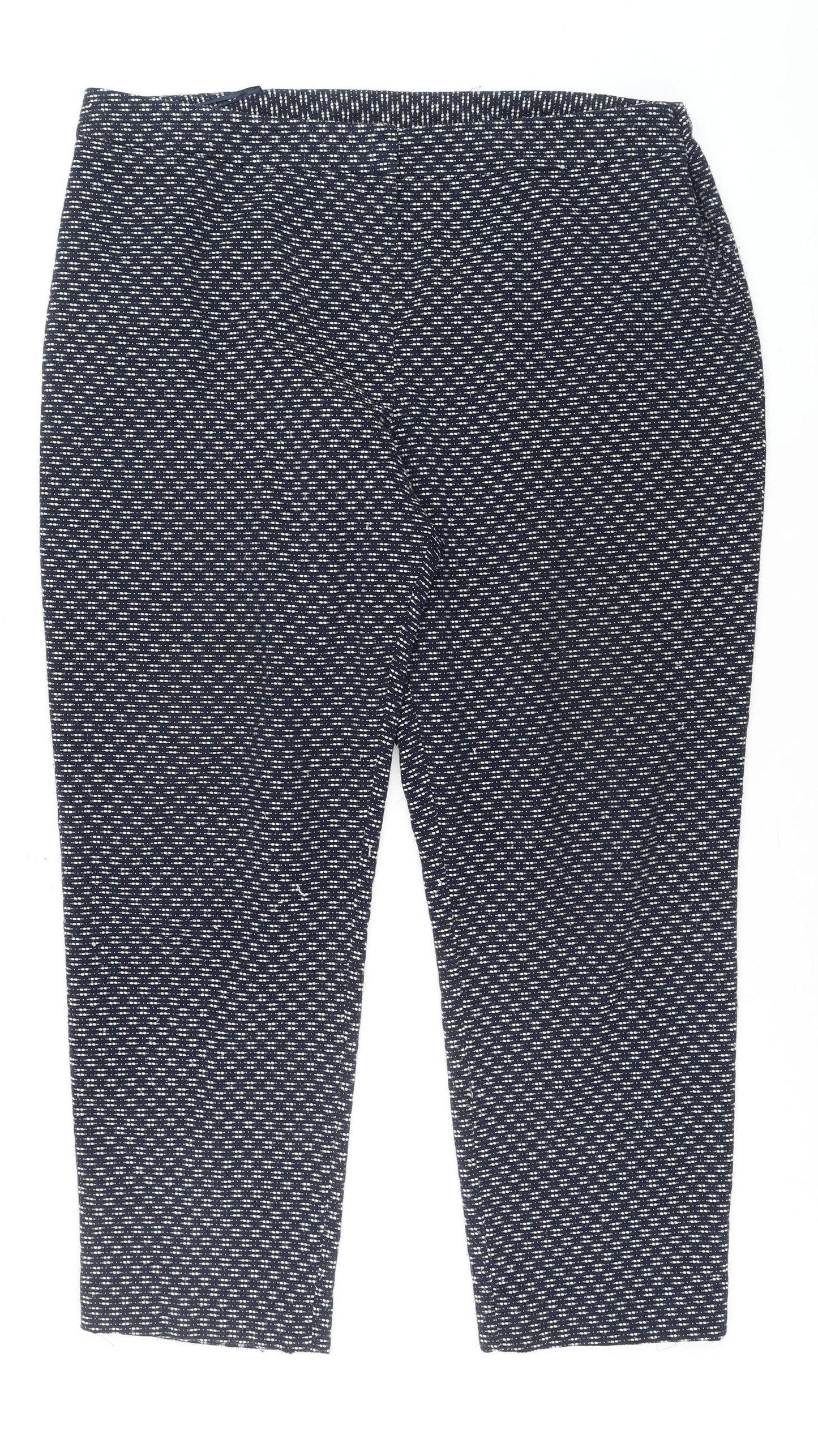 Tu Women Blue Geometric Stretch Tapered Trousers Size 16