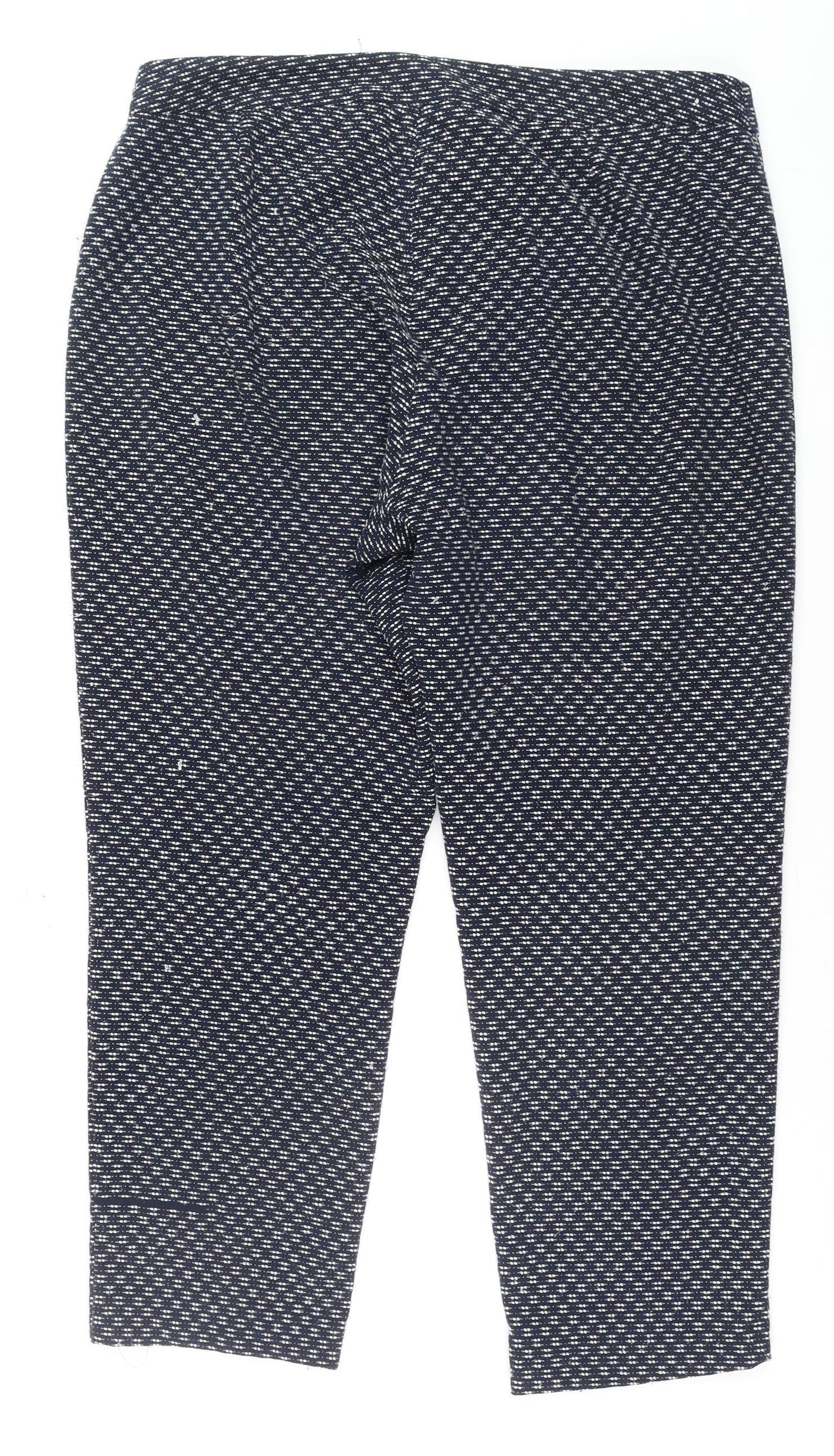 Tu Women Blue Geometric Stretch Tapered Trousers Size 16