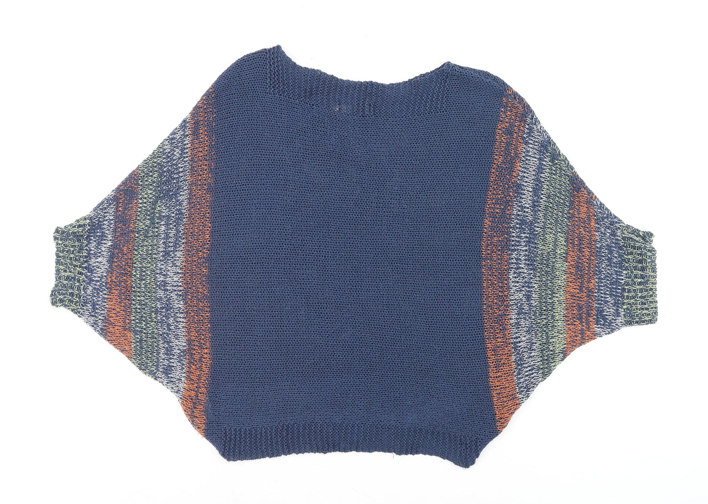 Wal G Womens Blue Striped Open-Knit Relaxed Pullover Jumper Size M