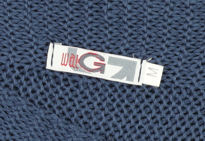 Wal G Womens Blue Striped Open-Knit Relaxed Pullover Jumper Size M