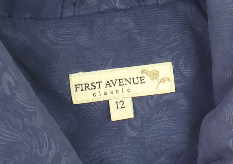 First Avenue Women Blue Size 12 Mid-Length Classic Collared Jacket