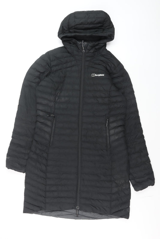 Berghaus Women's Black Mid-Length Puffer Jacket Coat UK 10 Hooded