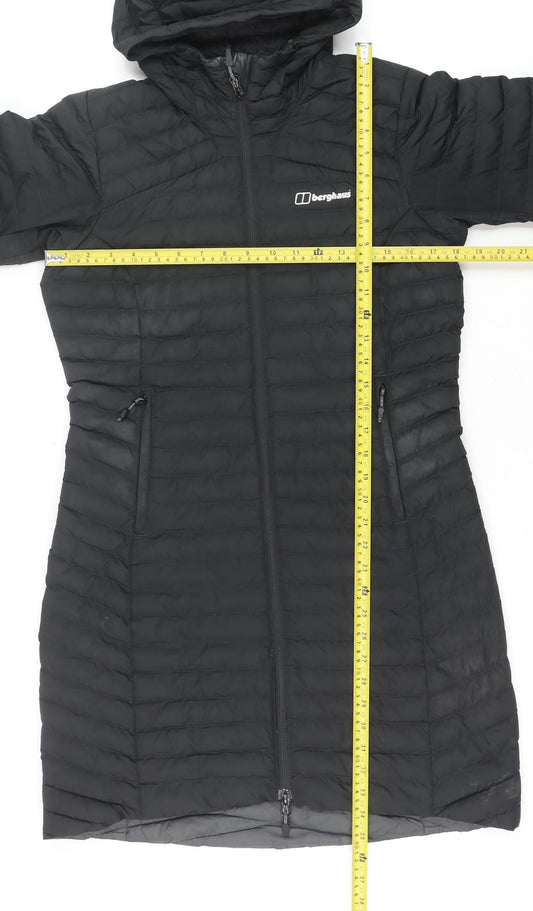 Berghaus Women's Black Mid-Length Puffer Jacket Coat UK 10 Hooded
