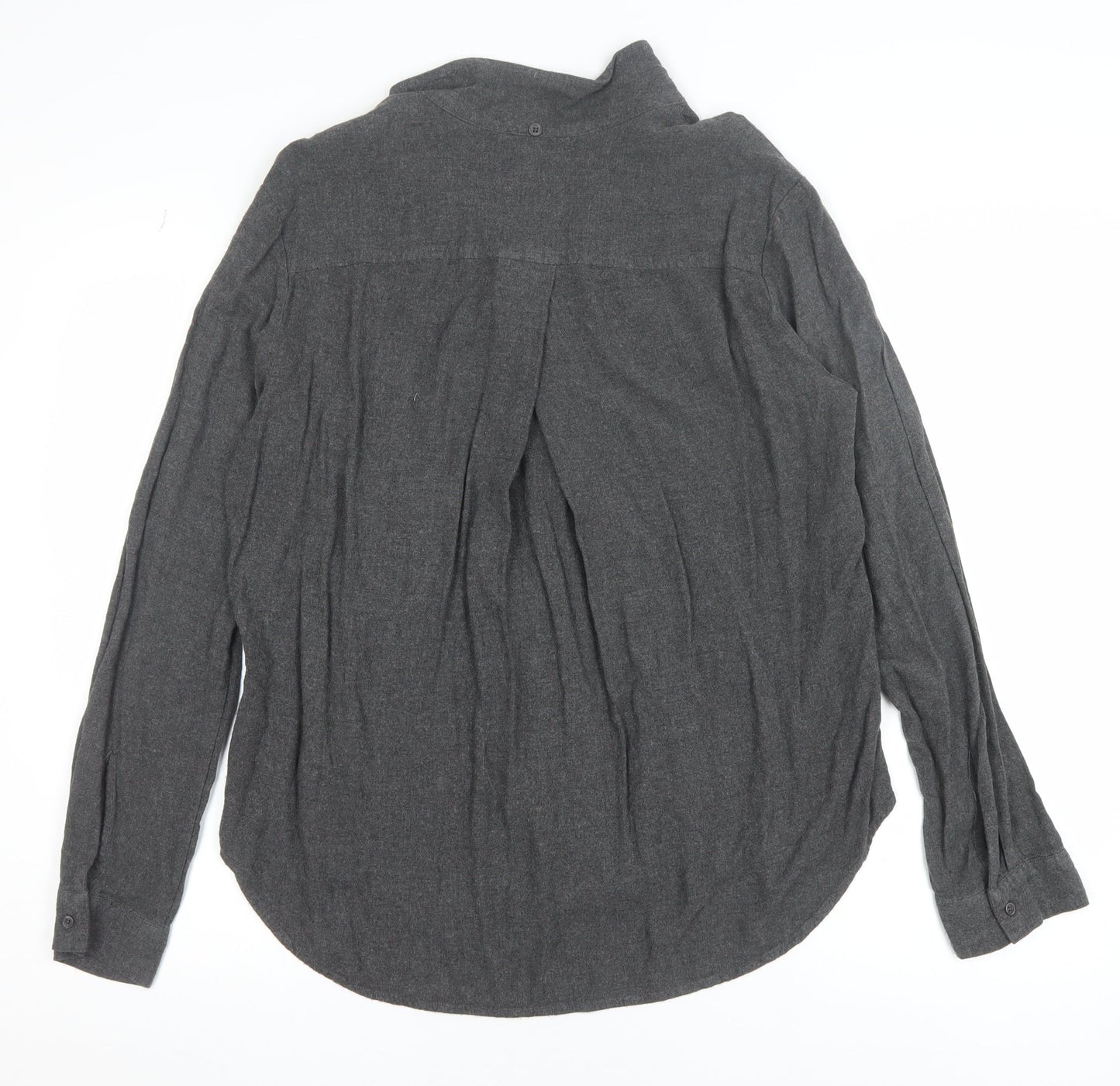 Cloth & Stone Women's Grey Rayon Button-Up Shirt Large Long Sleeve
