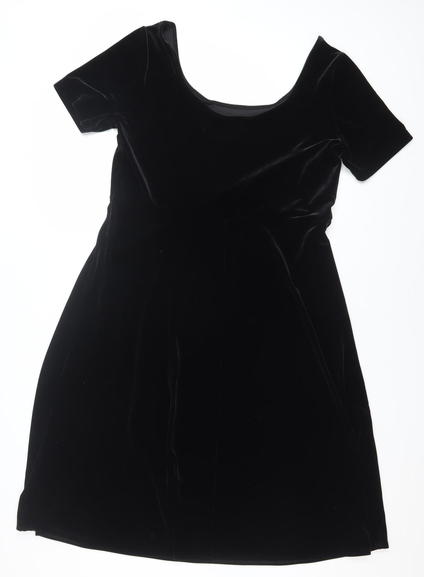 Marks and Spencer Women’s Black Velvet Sheath Dress Size 16 Classic Short Sleeve