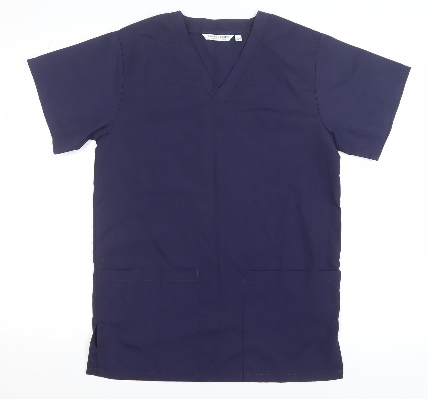 Simon Jersey Women's Blue V-Neck Basic Workwear Top XS