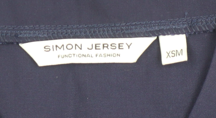 Simon Jersey Women's Blue V-Neck Basic Workwear Top XS