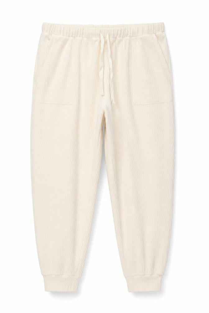 Front view of C&A women’s beige velour lounge pants xl comfortable trousers