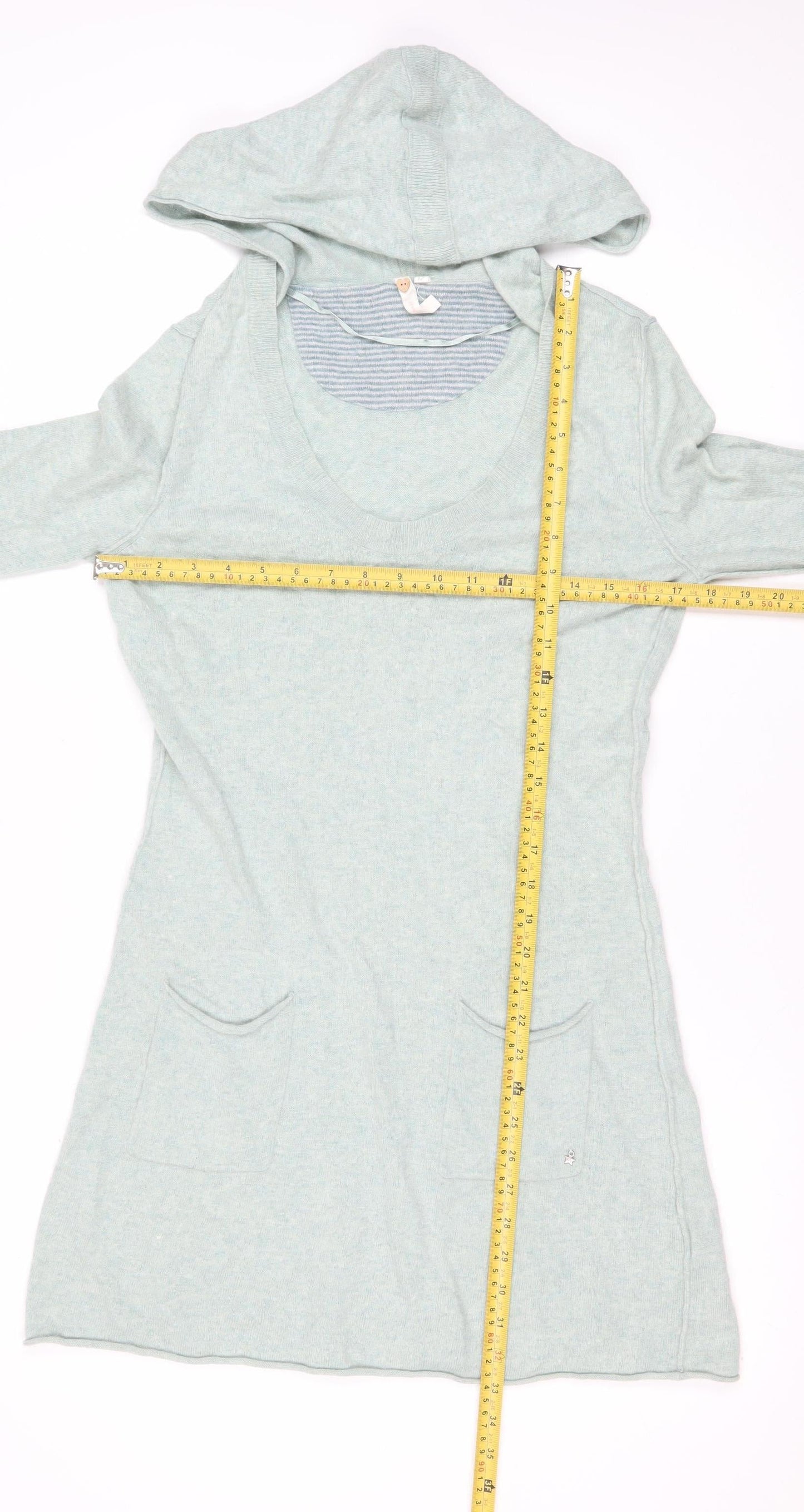 Hot Stuff Women Green Hooded Jumper Dress Size 12 Casual Knitwear