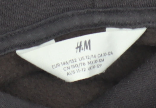 H&M Boys Black Pullover Hoodie 11-12 Years Cotton Blend Gamer Print