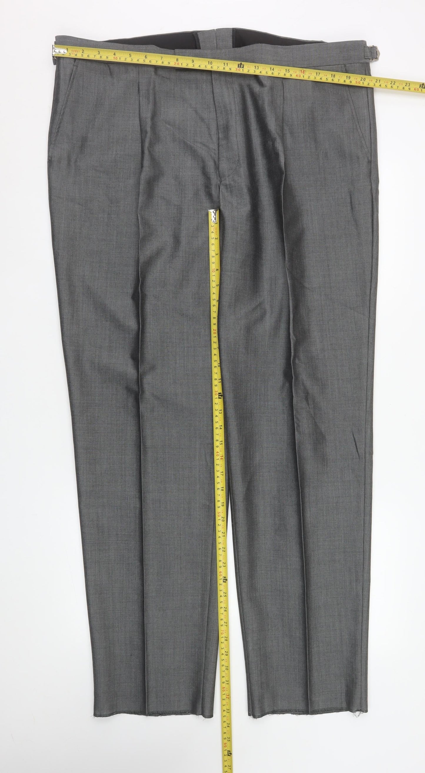 Torre Men's Grey Wool Mohair Blend Formal Dress Pants 42R