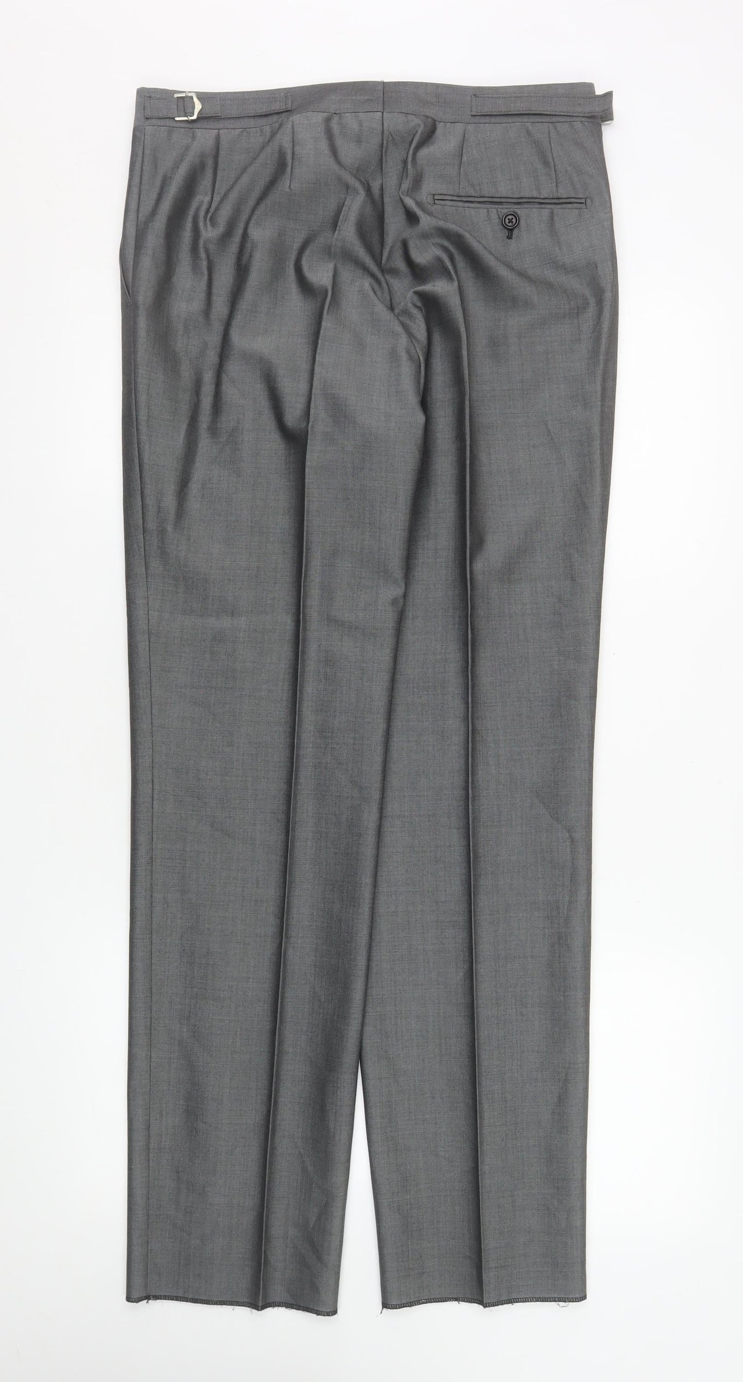 Torre Mens Grey 32R Wool Blend Pleated Formal Dress Trousers