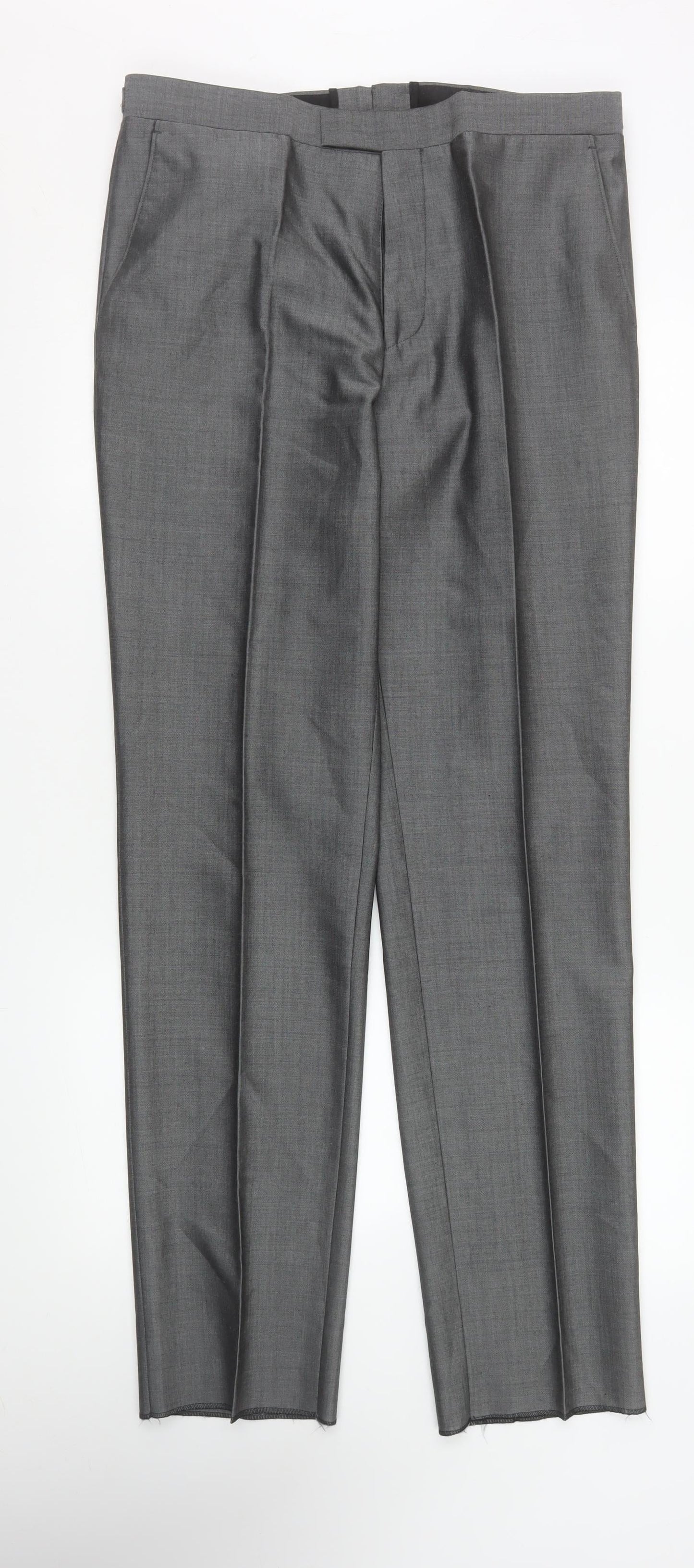 Torre Formal Wear Men's Grey 34L Pleated Dress Trousers