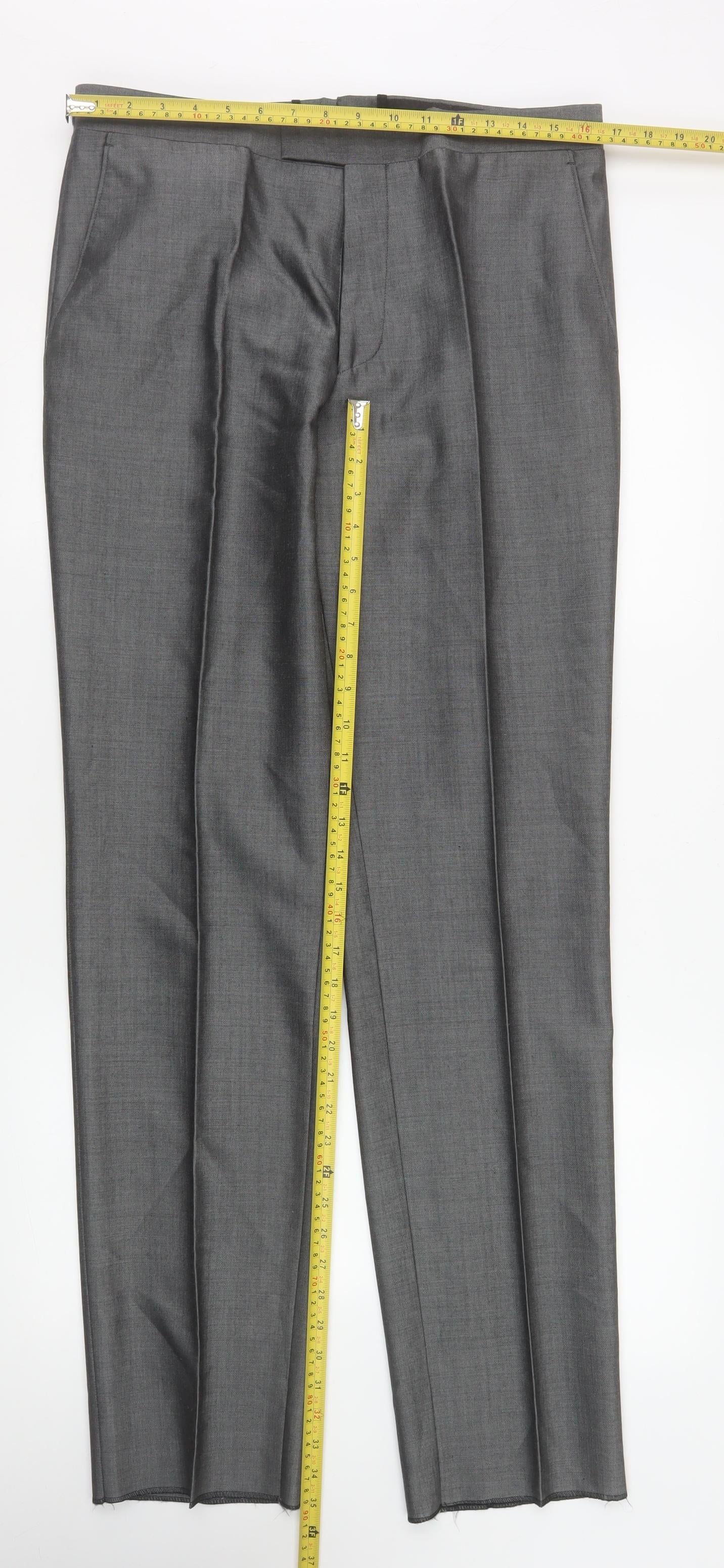 Torre Formal Wear Men's Grey 34L Pleated Dress Trousers