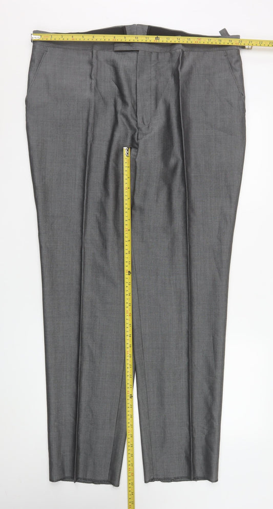 Torre Cerimonia Men's Grey 42R Formal Dress Trousers Wool Blend
