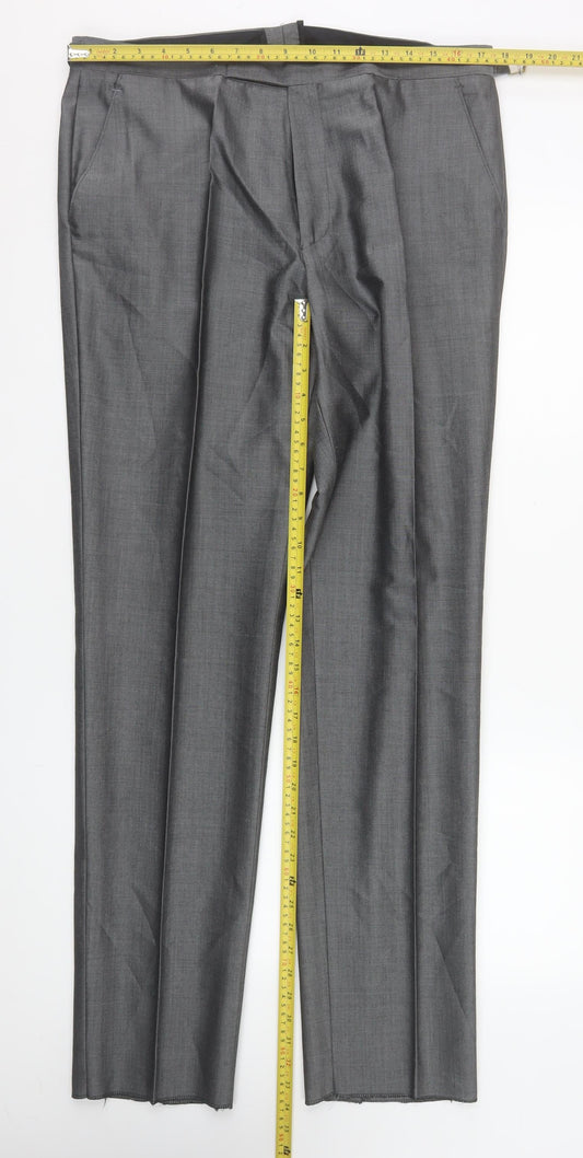 Torre Cerimonia Men's Grey Wool Mohair Blend Dress Trousers 36L
